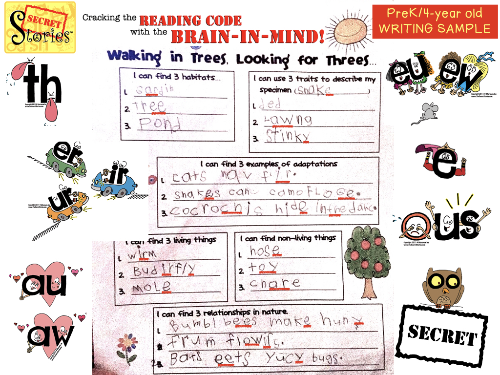 prek writing sample