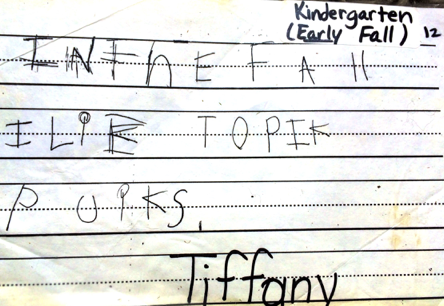 kindergarten one month writing sample