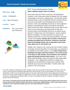 RCT Texas Kindergarten Study Secret Stories