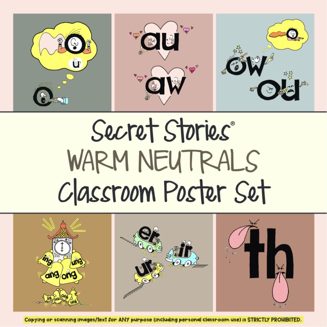 secret stories neutral phonics posters with embedded mnemonics